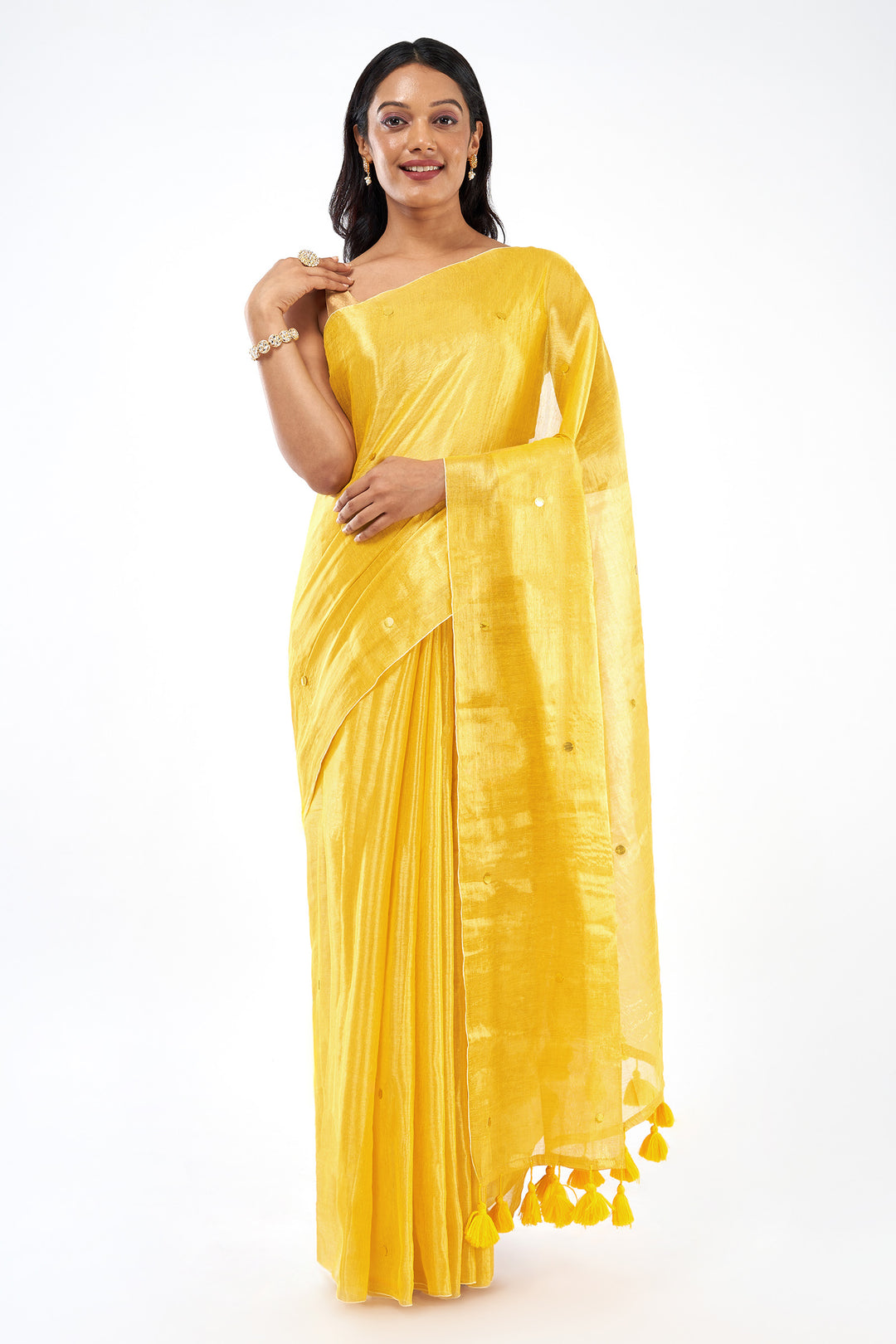 Teejh Sunheri Raga Tissue Saree