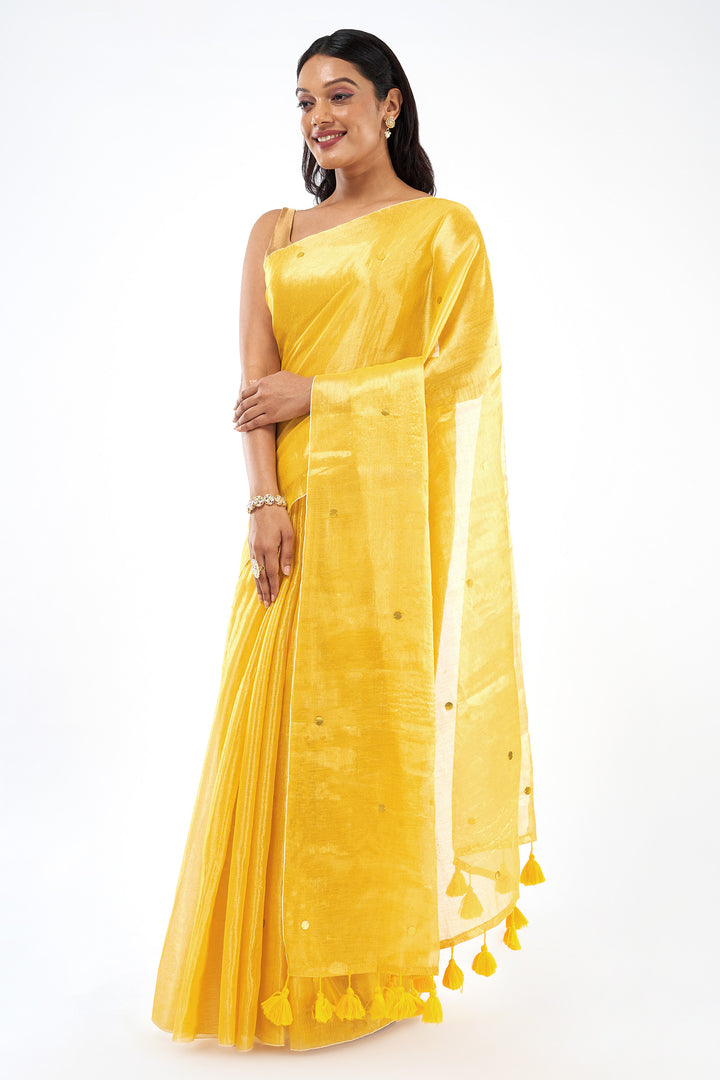 Teejh Sunheri Raga Tissue Saree