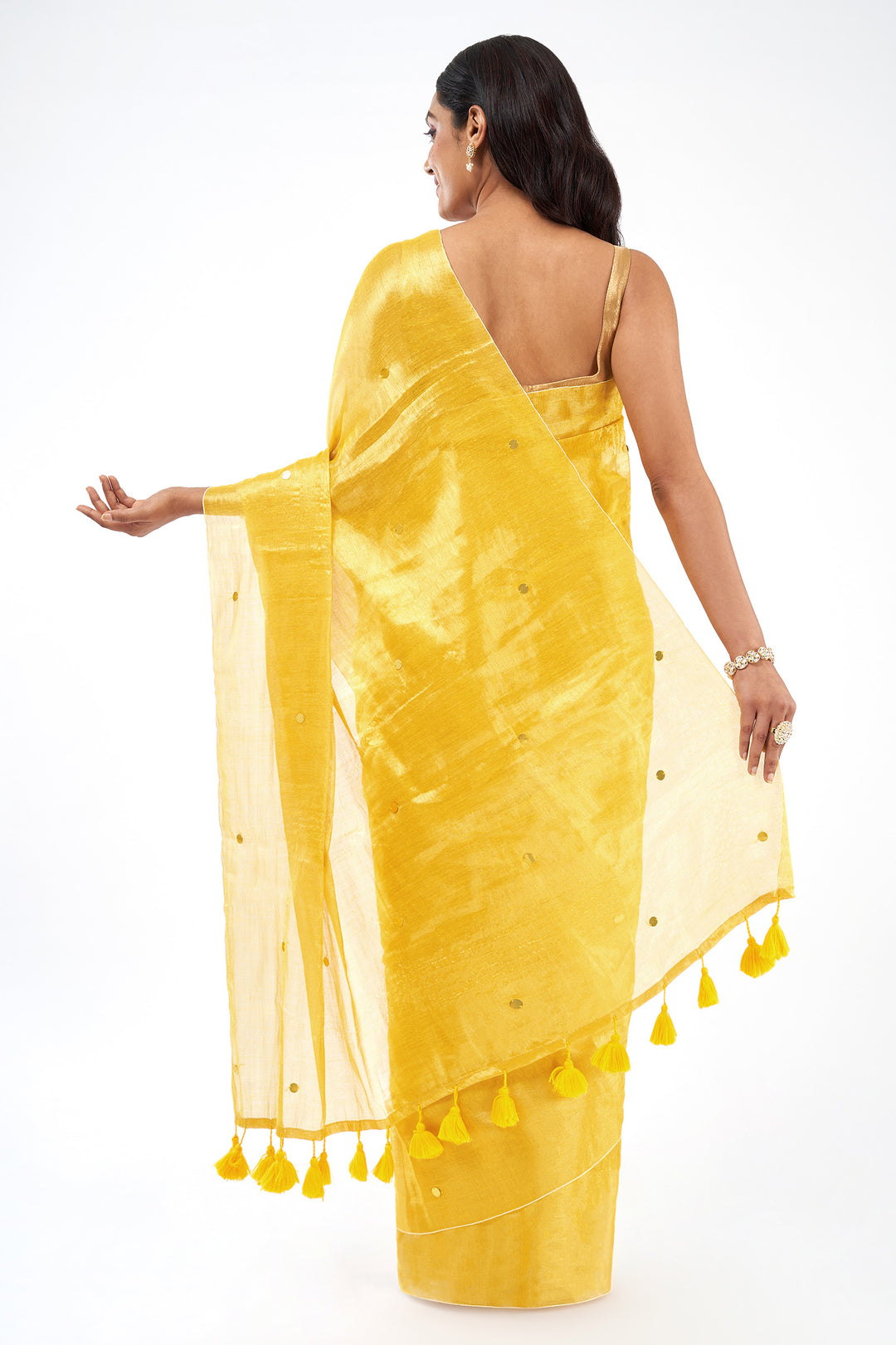 Teejh Sunheri Raga Tissue Saree