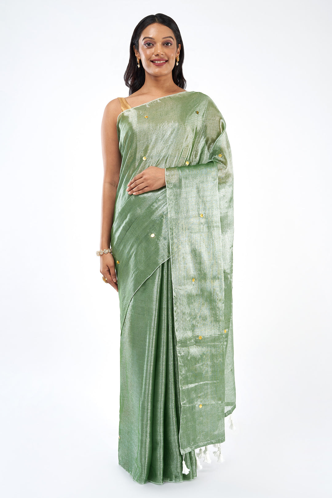 Teejh Pista Paan Raga Tissue Saree