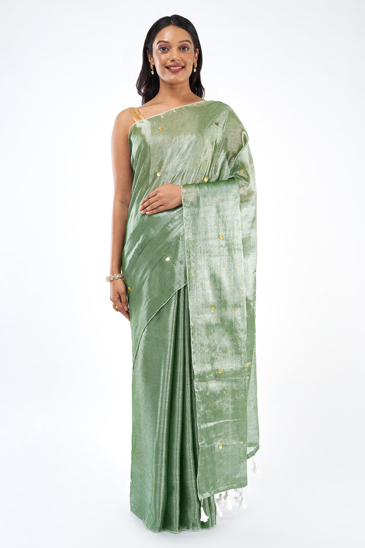 Teejh Pista Paan Raga Tissue Saree