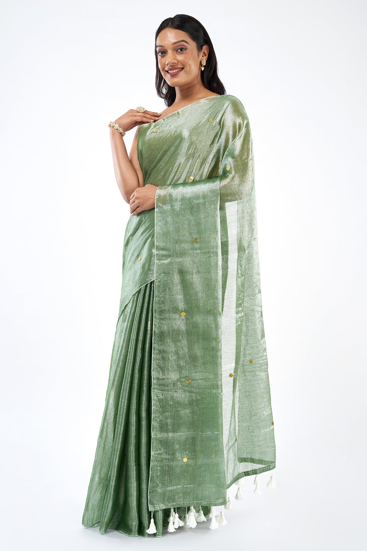 Teejh Pista Paan Raga Tissue Saree