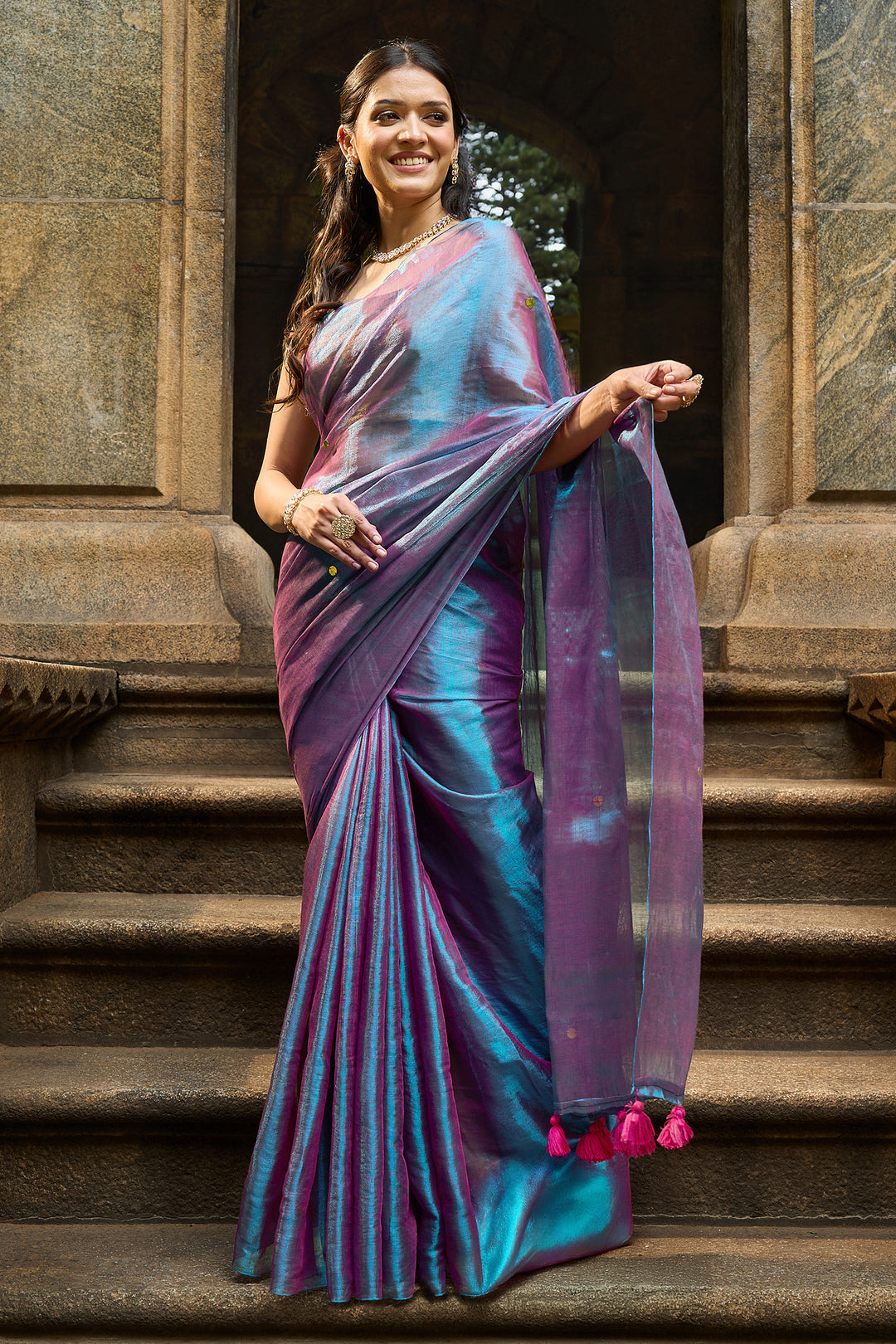 Teejh Jamuni Raga Tissue Saree