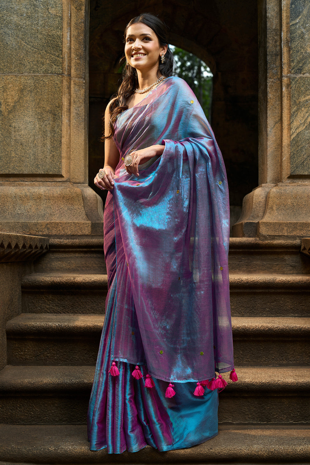 Teejh Jamuni Raga Tissue Saree
