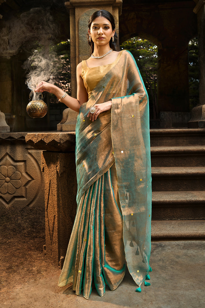 Teejh Mor Pankh Raga Tissue Saree