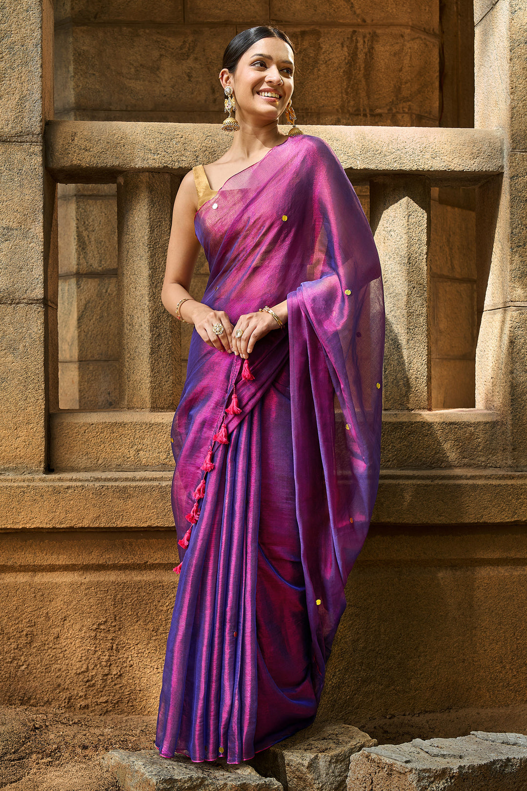 Teejh Banafsha Raga Tissue Saree