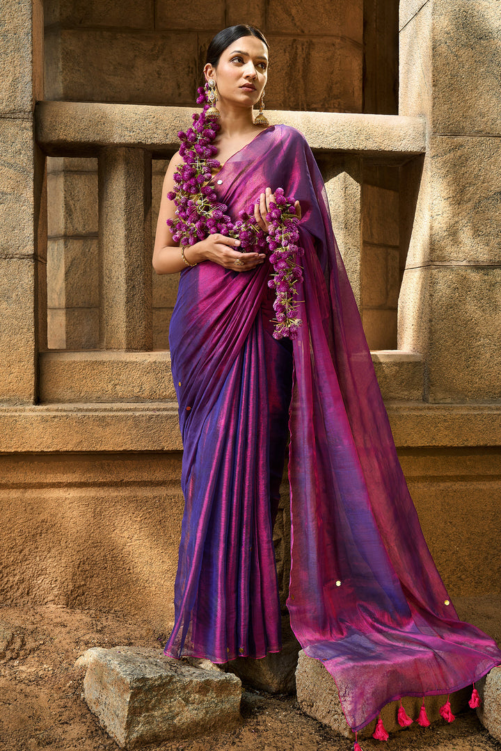 Teejh Banafsha Raga Tissue Saree