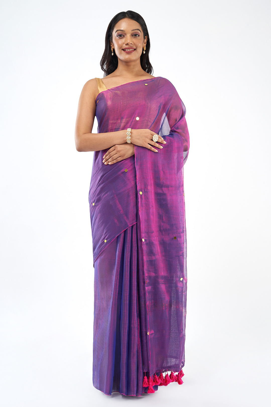 Teejh Banafsha Raga Tissue Saree