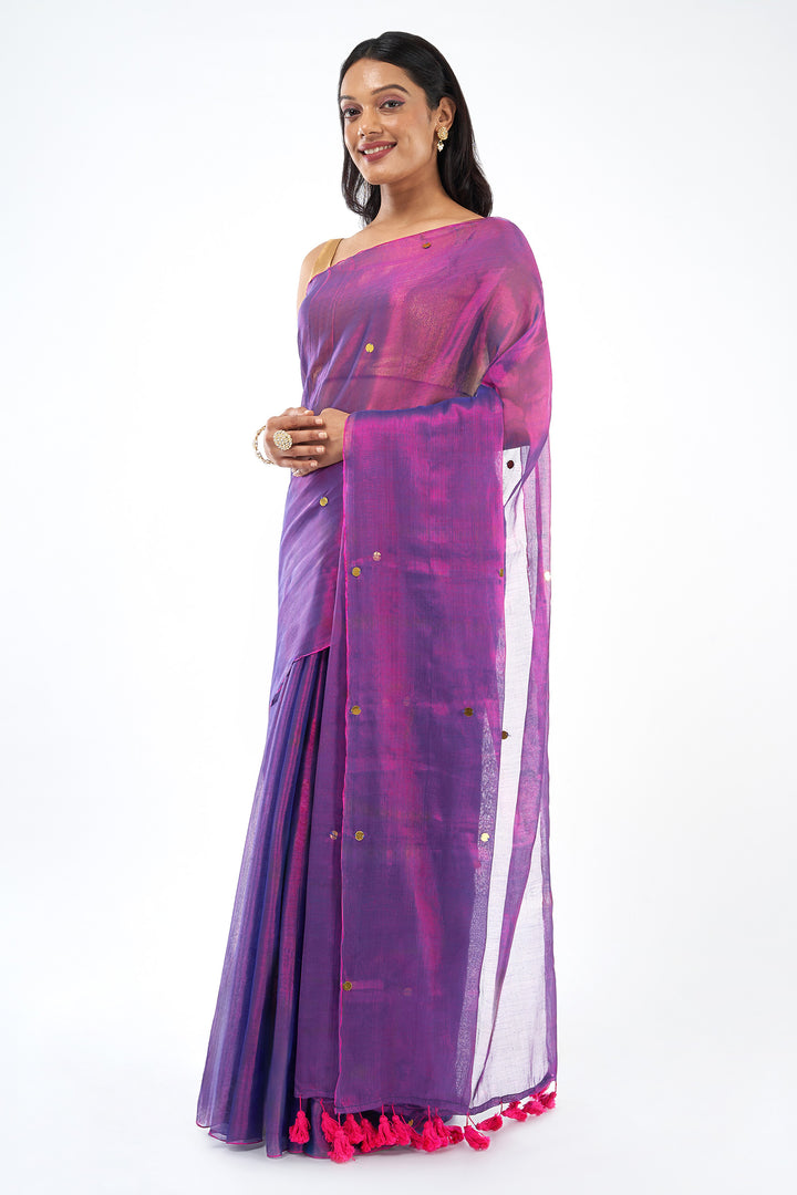 Teejh Banafsha Raga Tissue Saree