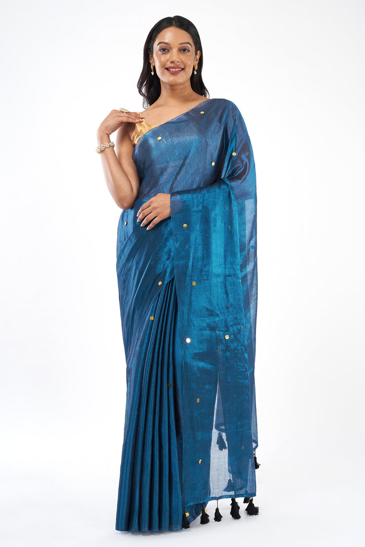 Teejh Tamra Neel Raga Tissue Saree