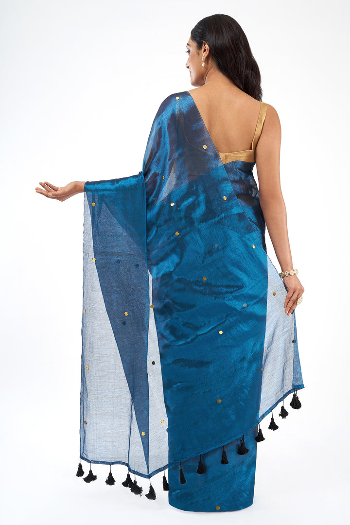 Teejh Tamra Neel Raga Tissue Saree