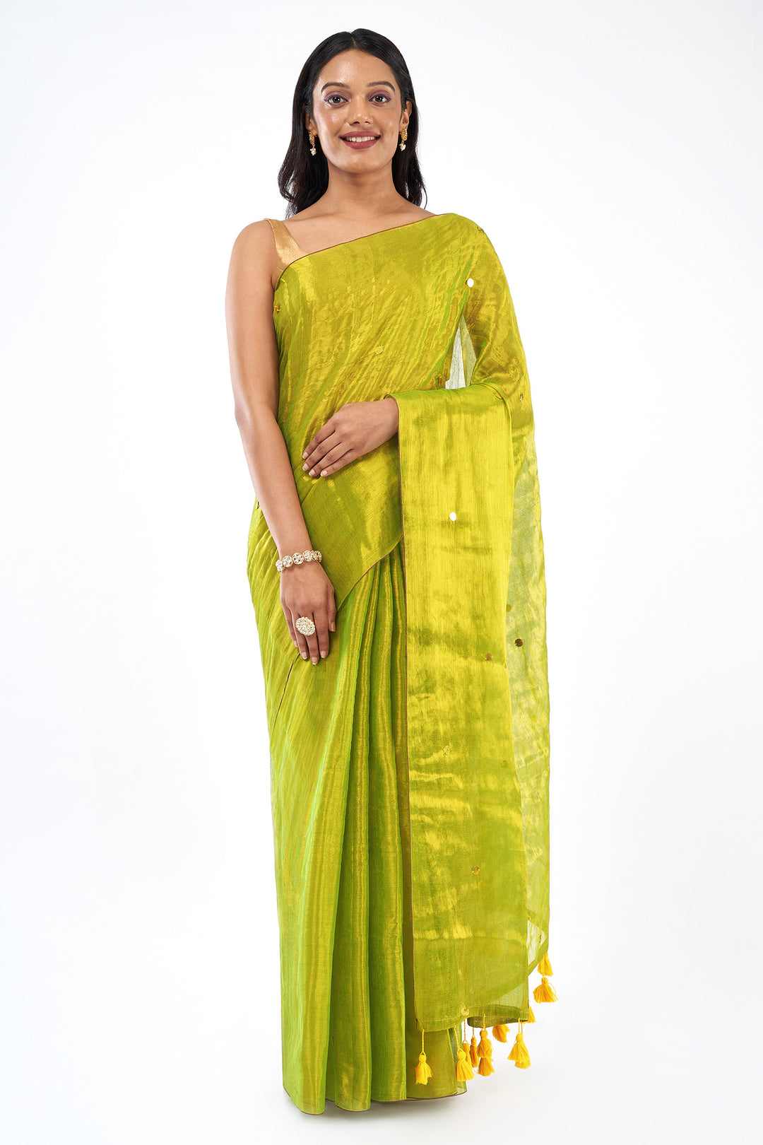 Teejh Kacchi Kairi Raga Tissue Saree