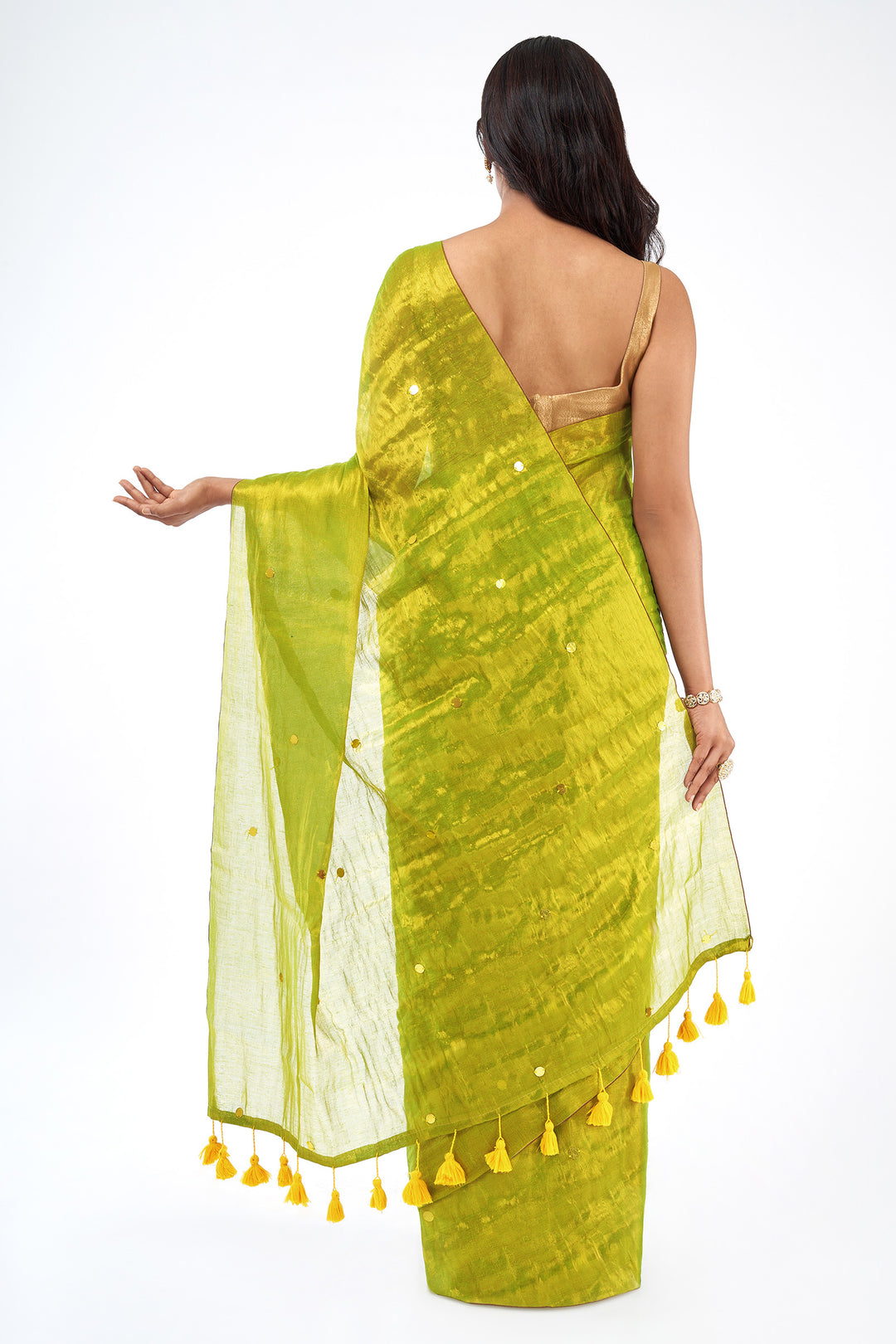 Teejh Kacchi Kairi Raga Tissue Saree