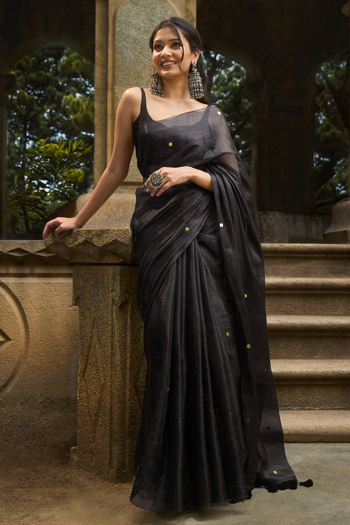 Teejh Kaali Chai Raga Tissue Saree