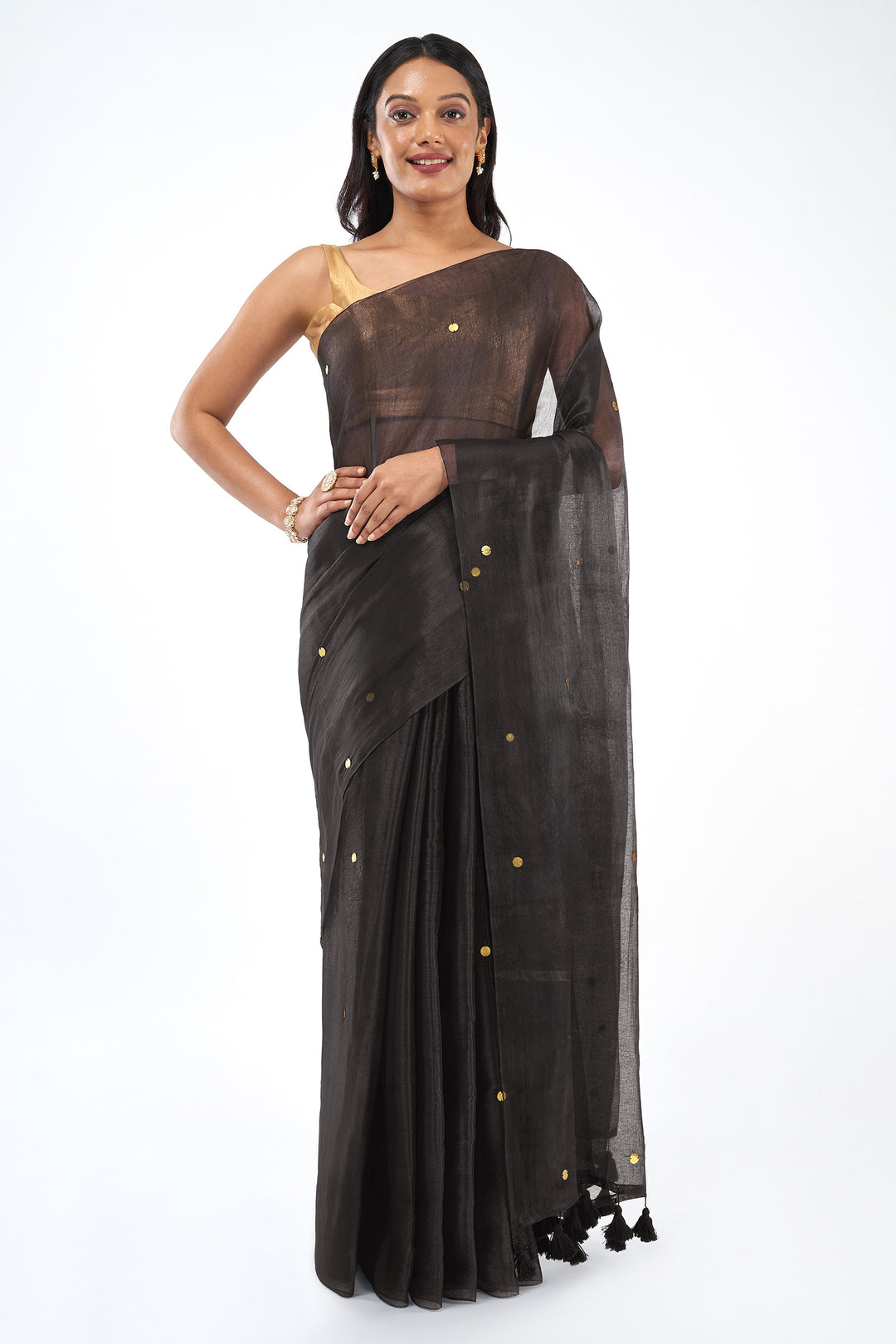Teejh Kaali Chai Raga Tissue Saree