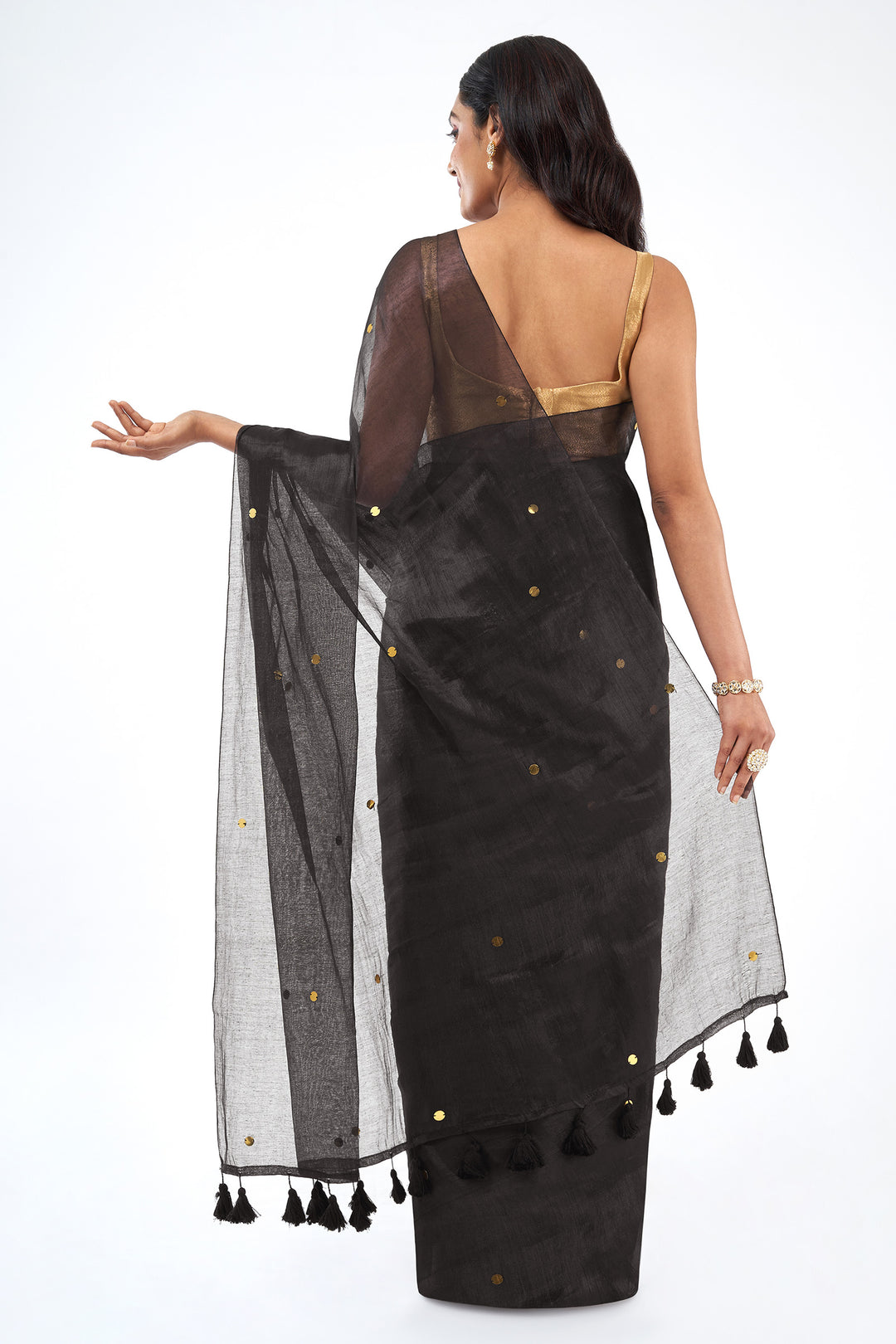 Teejh Kaali Chai Raga Tissue Saree