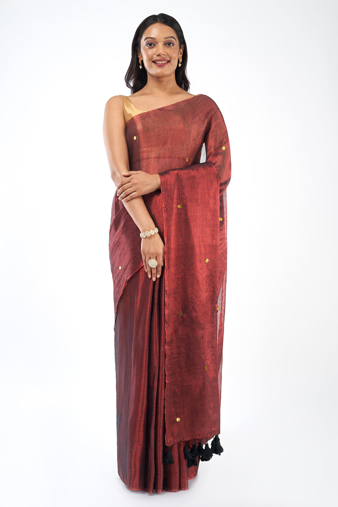 Teejh Laal Mirchi Raga Tissue Saree
