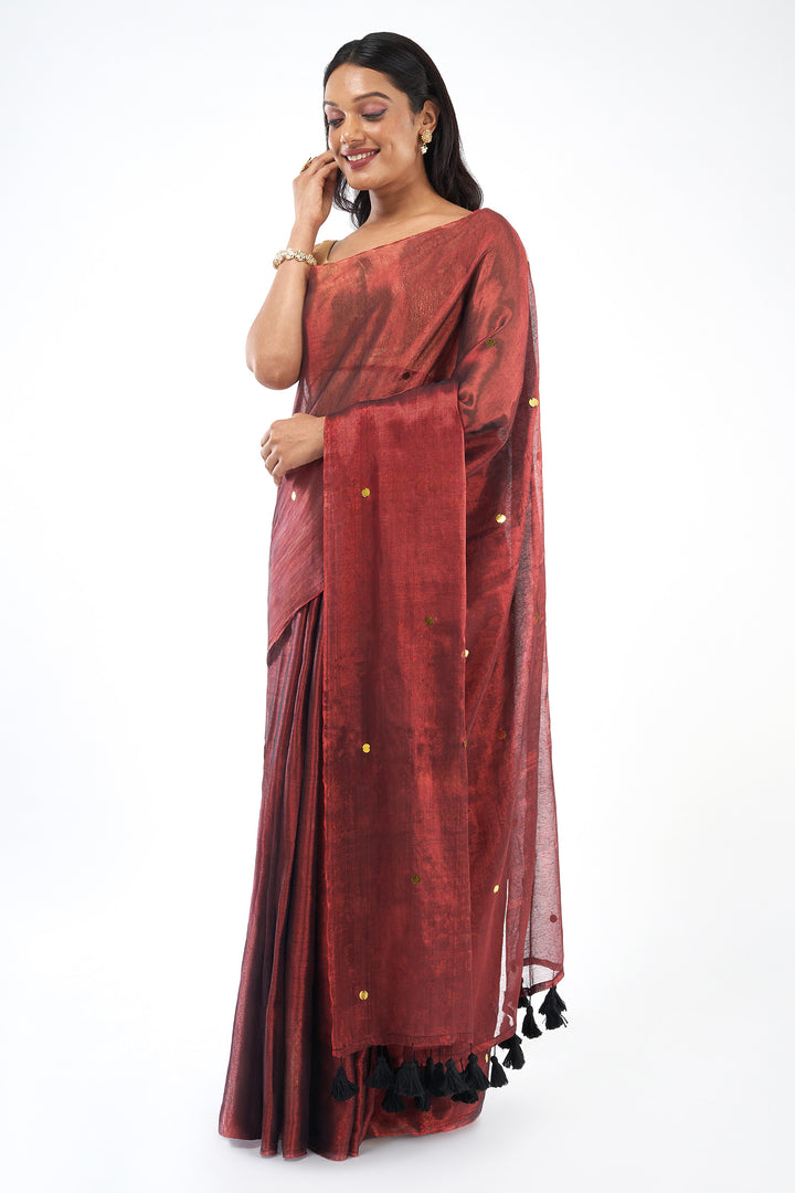 Teejh Laal Mirchi Raga Tissue Saree