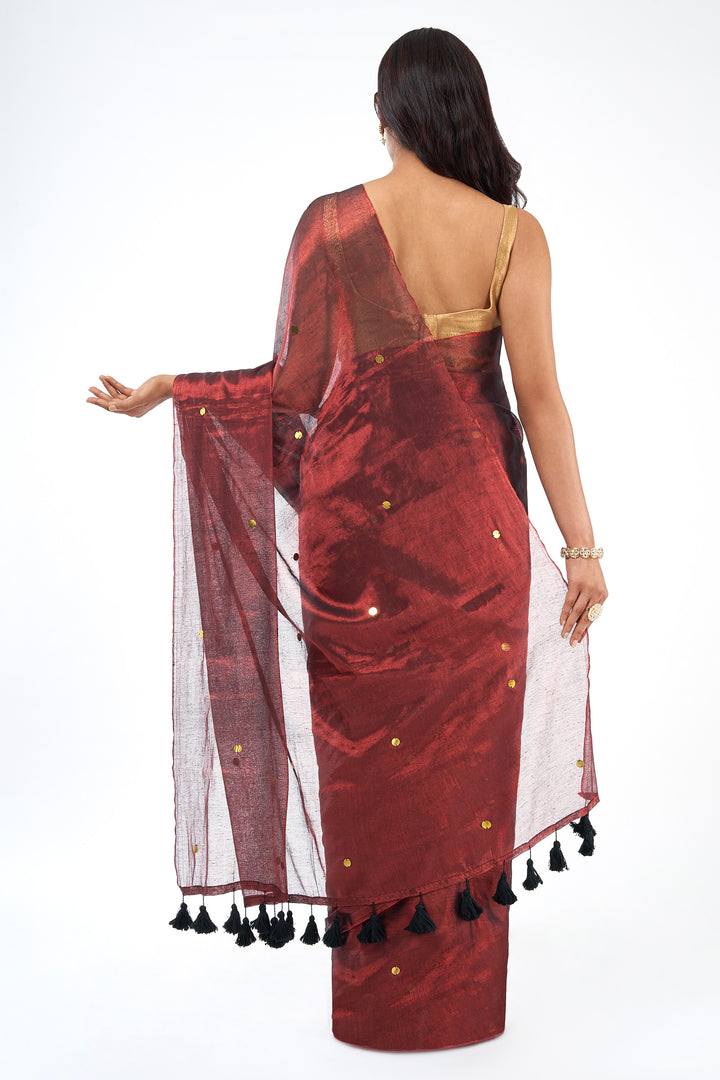 Teejh Laal Mirchi Raga Tissue Saree