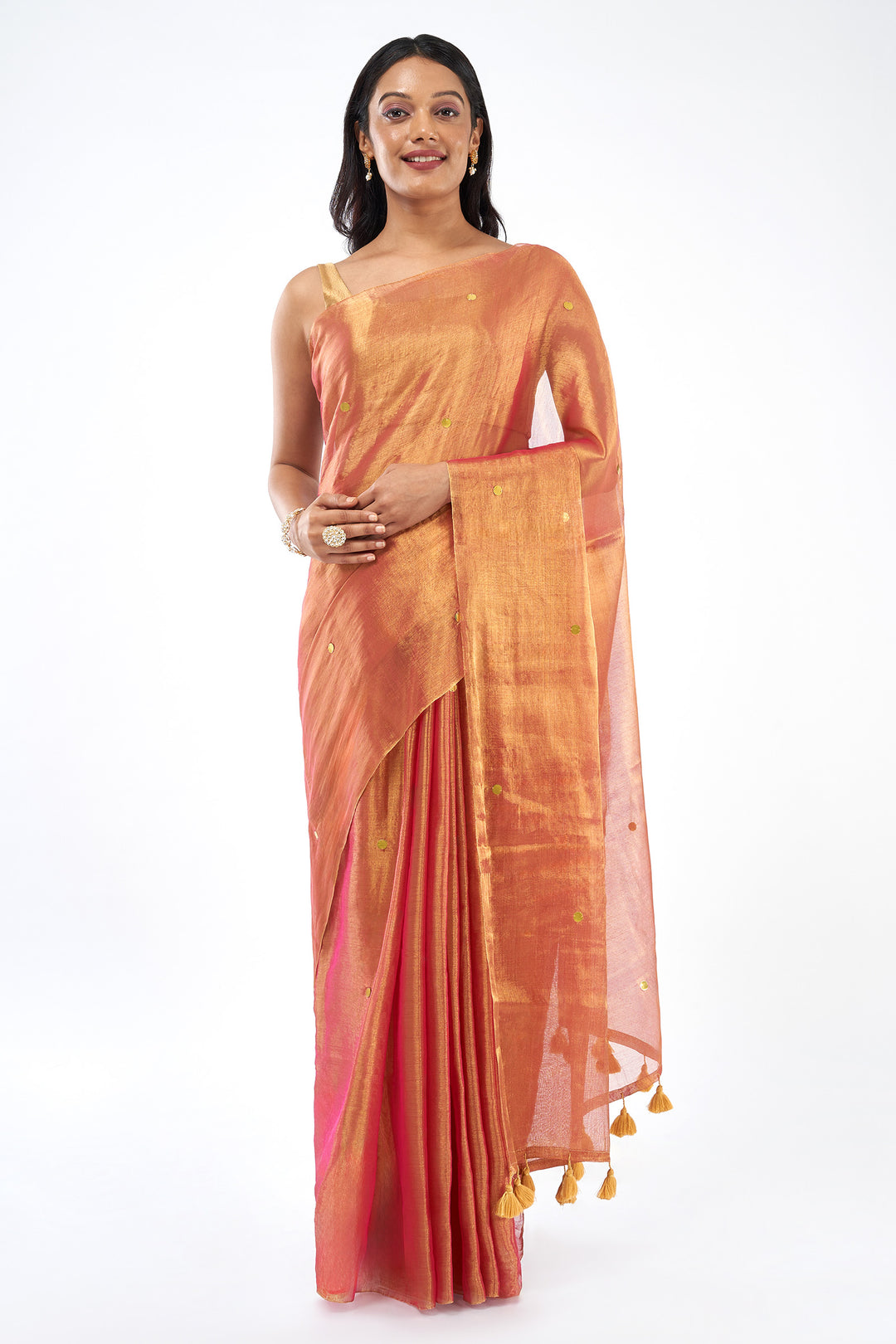 Teejh Gul Tamra Raga Tissue Saree