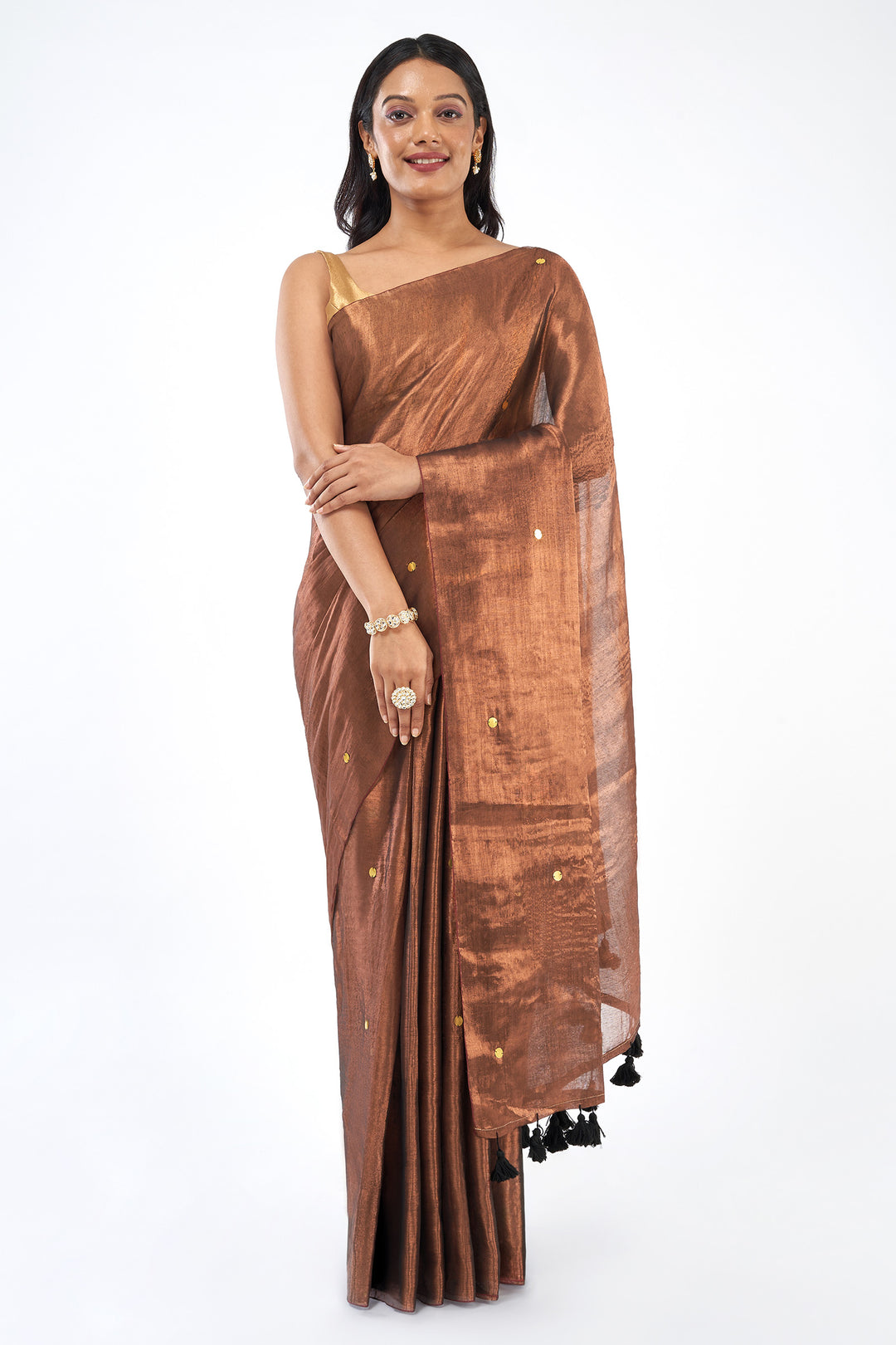 Teejh Laal Maati Raga Tissue Saree