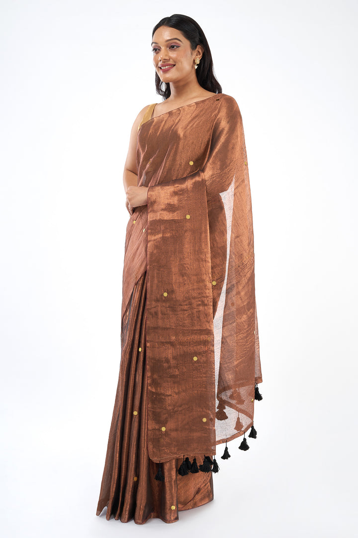 Teejh Laal Maati Raga Tissue Saree