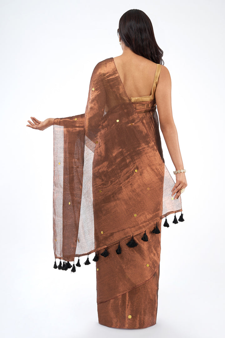 Teejh Laal Maati Raga Tissue Saree