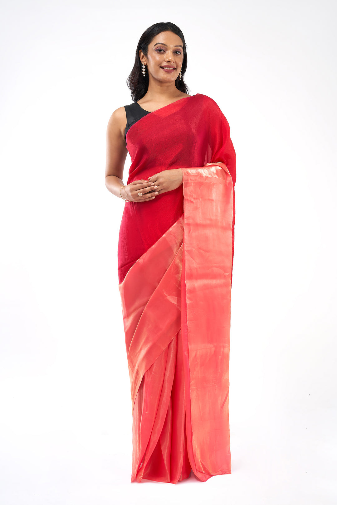 Alesia Satin Pre-Draped Pink Saree