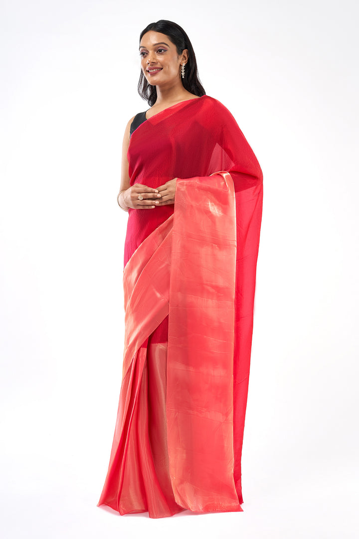 Alesia Satin Pre-Draped Pink Saree