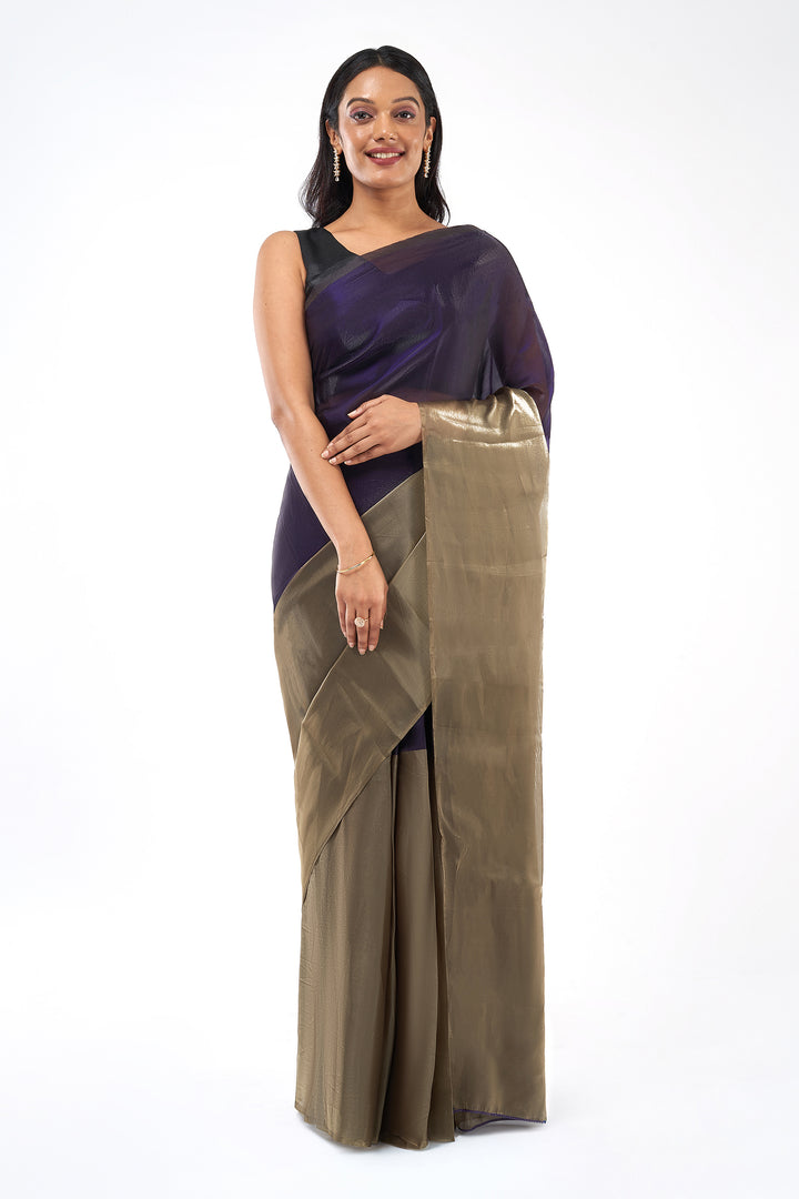 Alesia Satin Pre-Draped Purple Saree