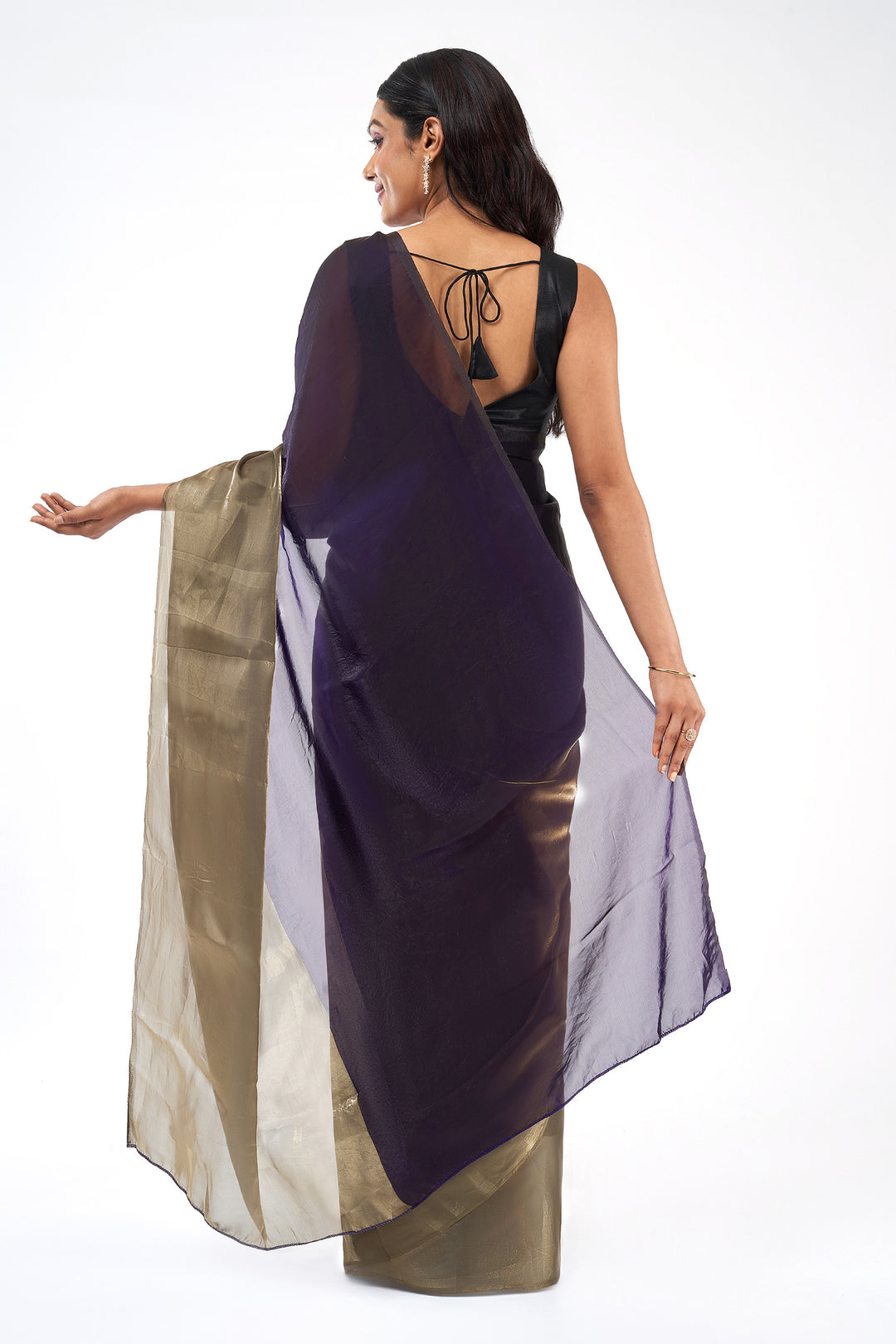 Alesia Satin Pre-Draped Purple Saree