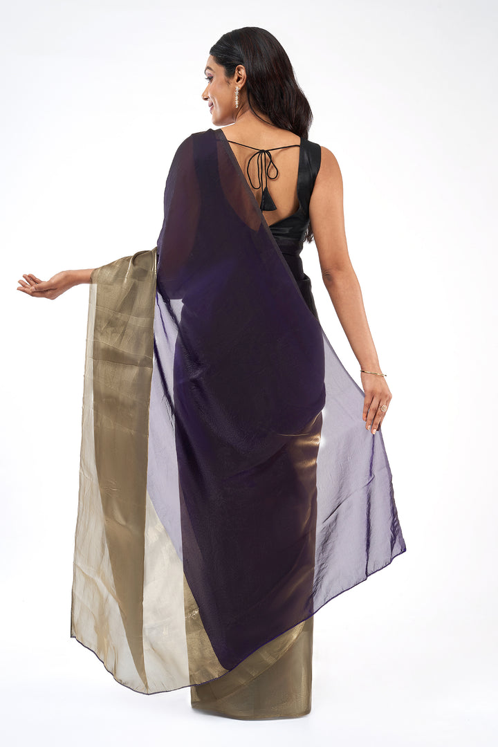 Alesia Satin Pre-Draped Purple Saree