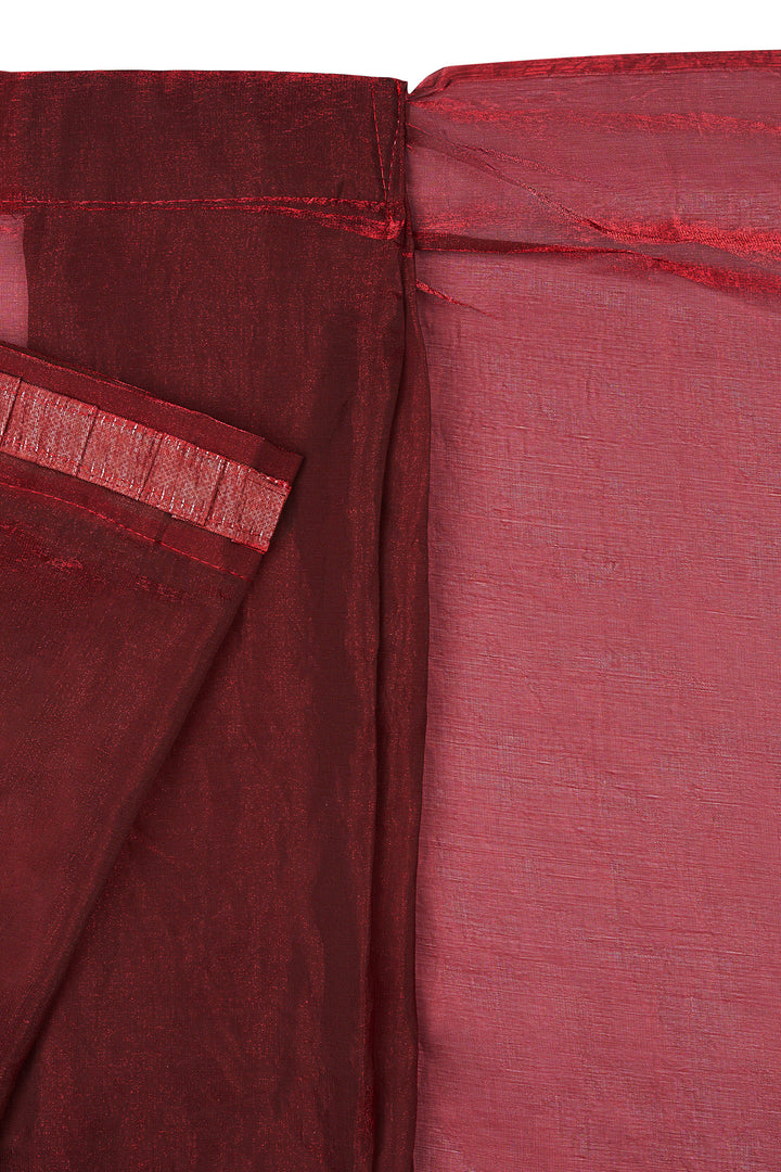 AVayara Satin Pre-Draped Maroon Saree