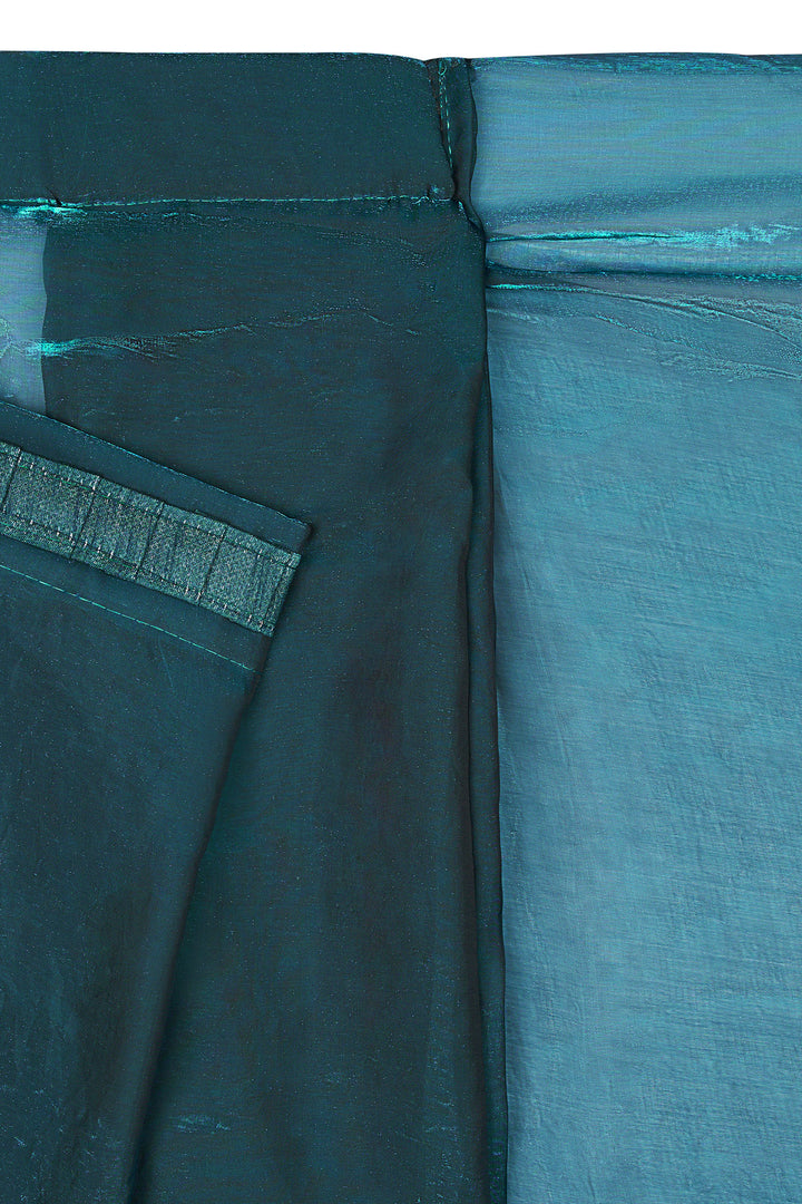 Avyanna Satin Pre-Draped Blue Saree