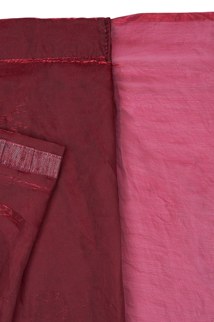 Saavya Satin Pre-Draped Wine Saree