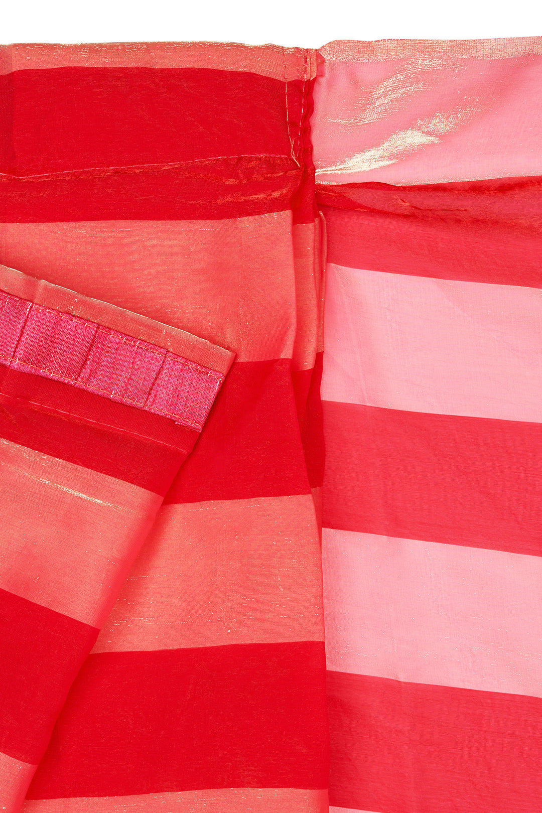 Nayika Satin Pre-Draped Pink Striped Saree