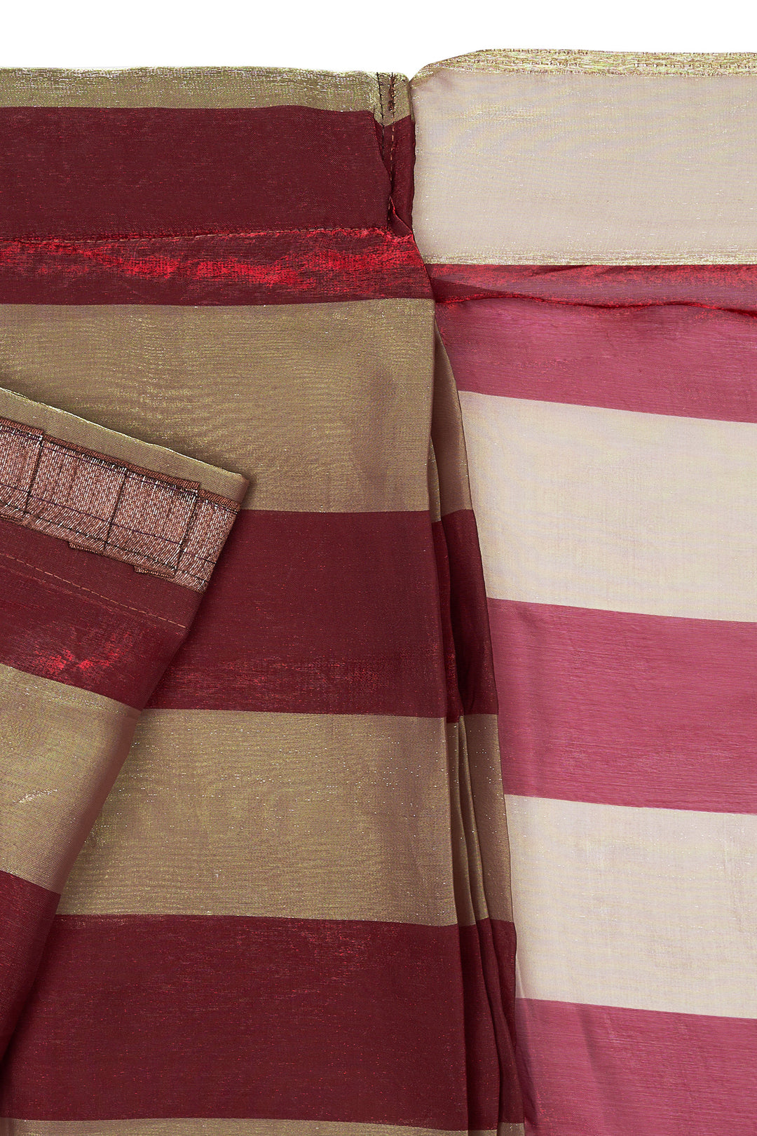 Ivara Satin Pre-Draped Wine Striped Saree