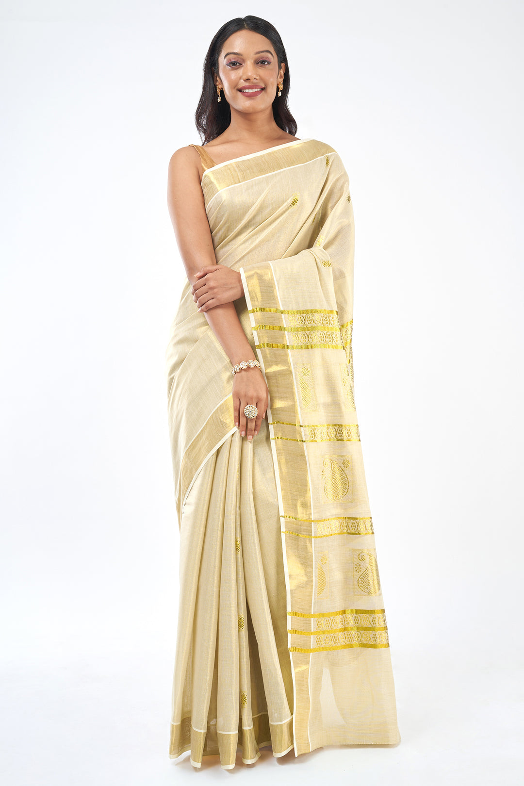 Teejh Aarani Zari Work Kasavu Saree