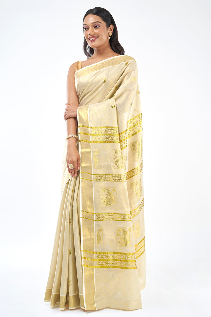 Teejh Aarani Zari Work Kasavu Saree