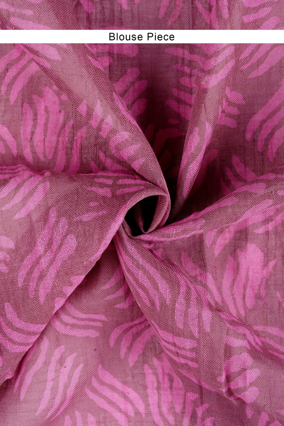 Teejh Tint of Tulip Block Print Linen Cotton Saree With Blouse Piece