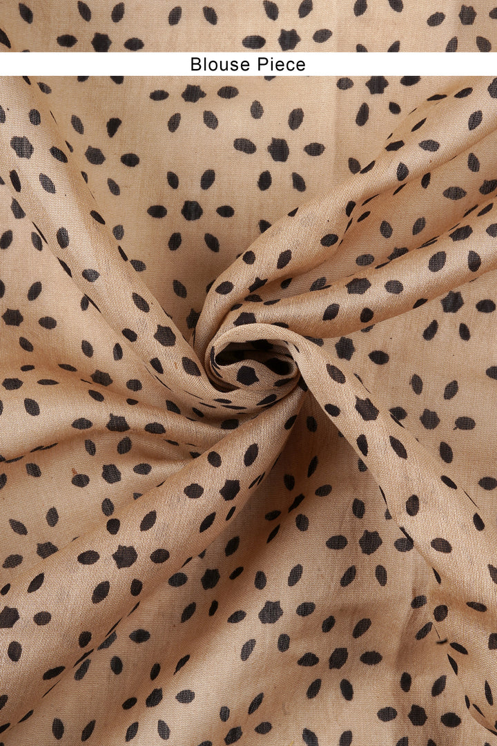 Teejh Rustic Maroon Block Print Chanderi Cotton Saree With Blouse Piece