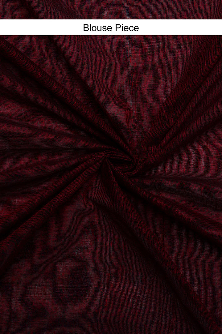 Teejh Magical Maroon Mulmul Cotton Saree with Blouse Piece