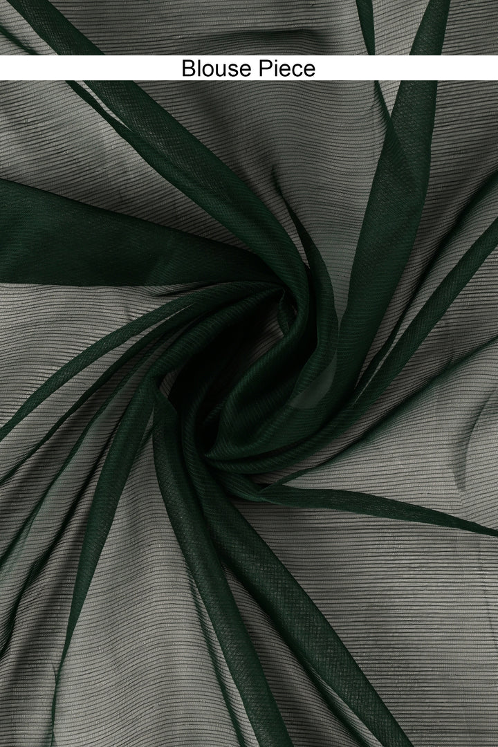 Teejh Sanah Bottle Green Chiffon Ready to Drape Saree
