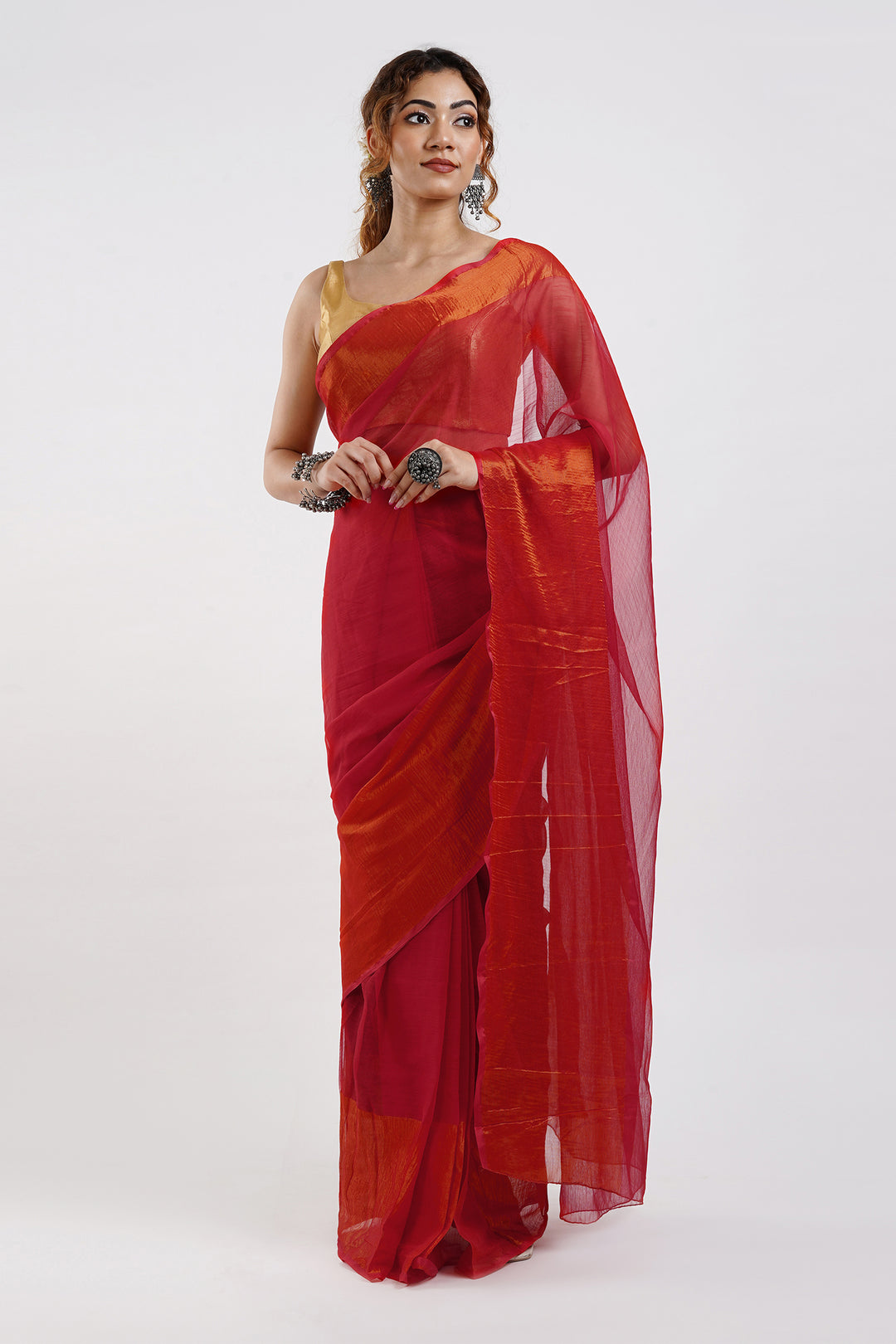 Teejh Sanah Pink Chiffon Ready to Drape Saree