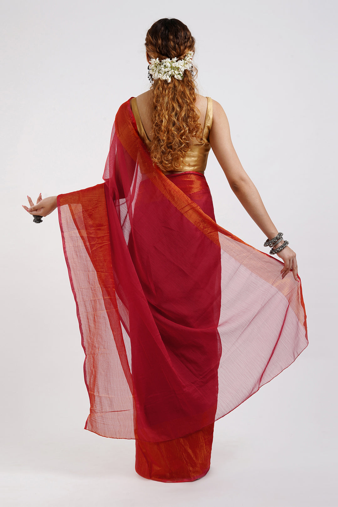 Teejh Sanah Pink Chiffon Ready to Drape Saree
