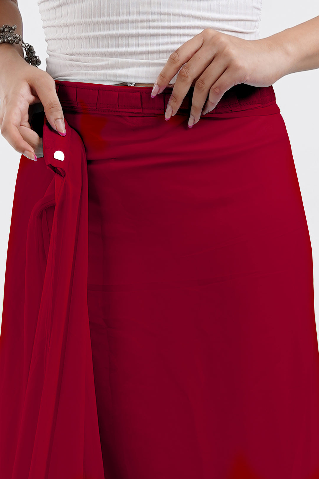 Teejh Farah Red Georgette Ready to Drape Saree