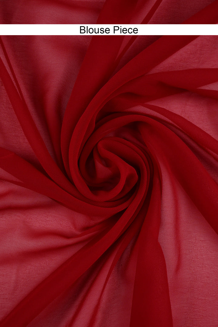 Teejh Farah Red Georgette Ready to Drape Saree