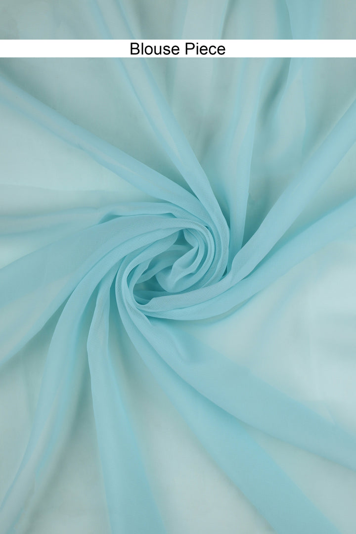 Teejh Farah Turquoise Georgette Ready to Drape Saree