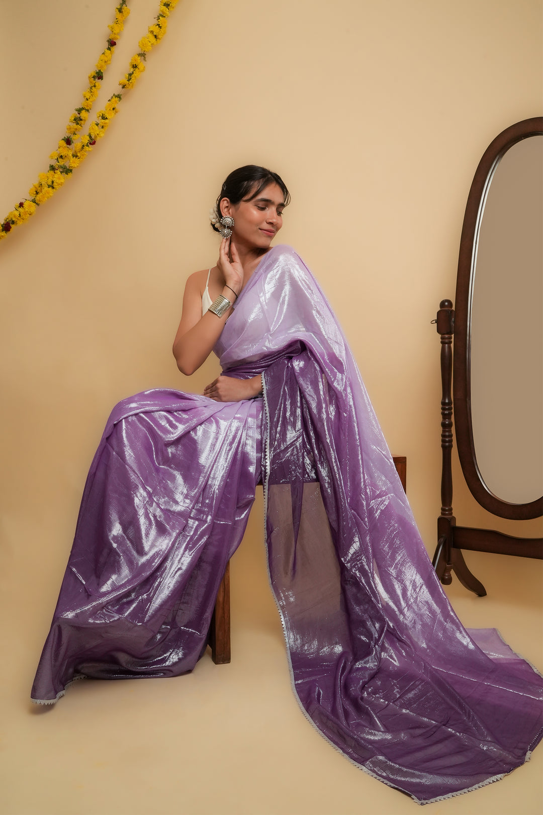 Teejh Kaalki Purple Shimmer Chiffon Saree