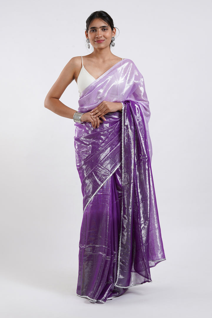 Teejh Kaalki Purple Shimmer Chiffon Saree